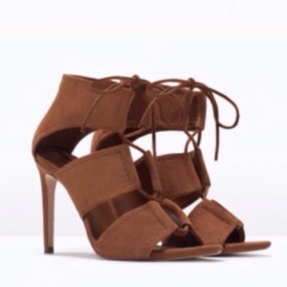 Zara basic collection tie up heels